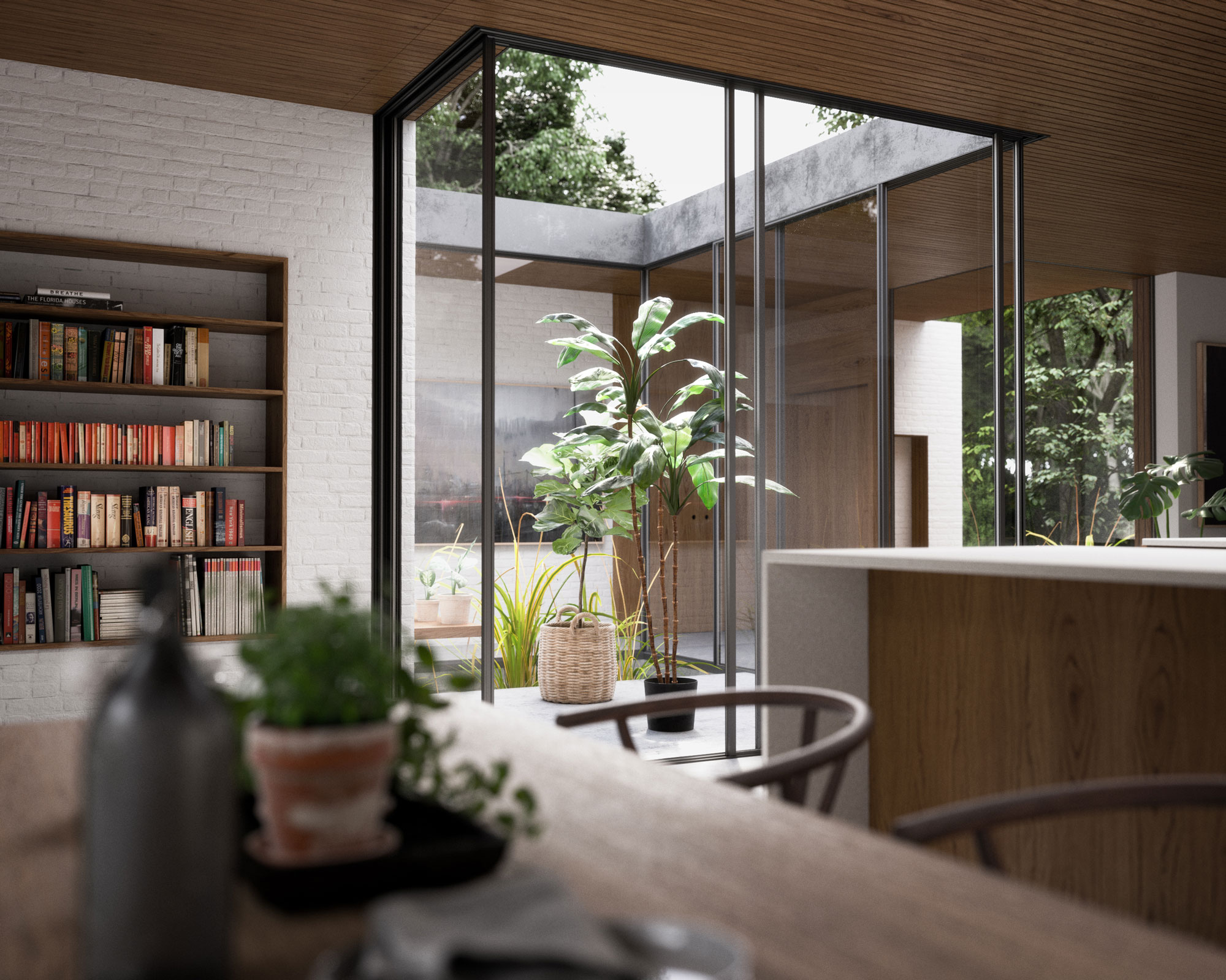 Interior of home, courtyard of a private residential architecture project