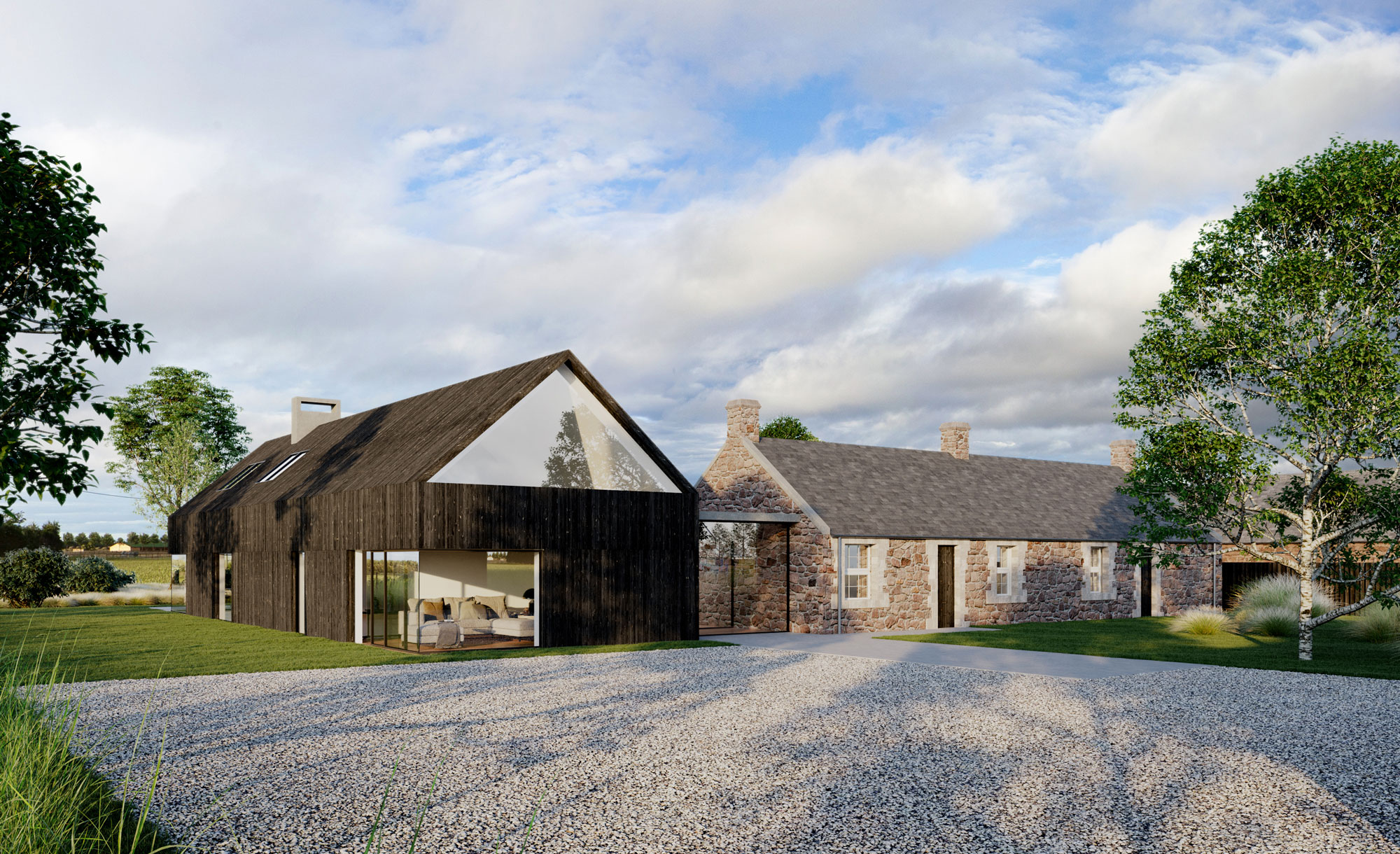 Exterior view of luxury architecture project in Scotland